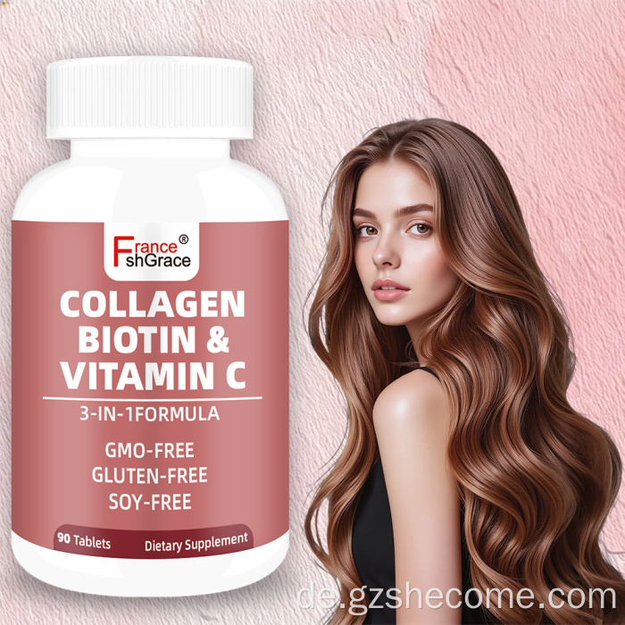 Kollagenpeptide, Biotin, Vitamin C, Tabletten, Hautgesundheit